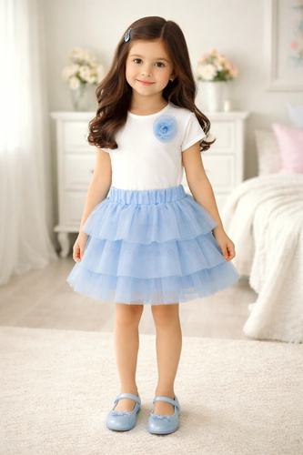 Fustă tulle fete Bambarillo lejeră elegantă confortabilă zilnic blue