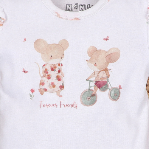 Body bebeluși Nini Little Mouse bumbac organic capse pe umăr mânecă scurtă
