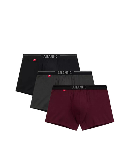 Boxer pentru bărbați 3MH-011/25 violet-negru-kaki - bumbac, pachet de 3, croială confortabilă
