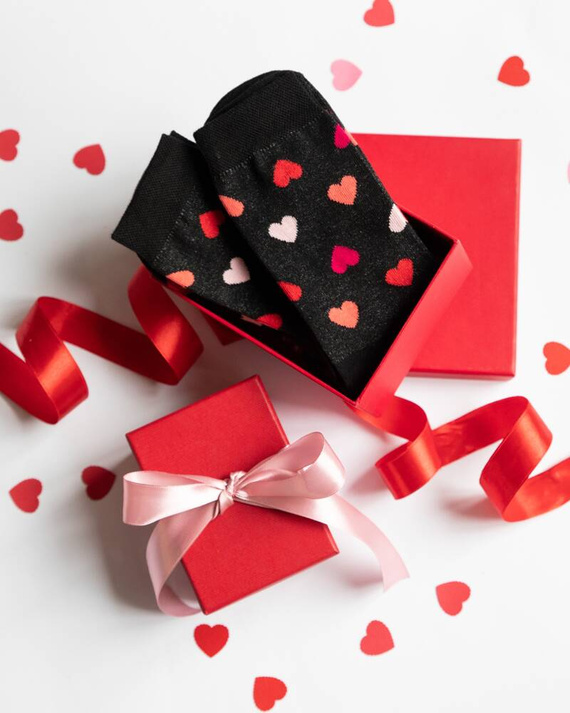 M30D Serce Șosete lungi pentru bărbați Italian Fashion - negru