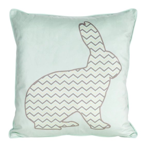 Fata de perna Primavara 1 de Paste din catifea decorata cu imprimeu iepuras Eurocortains menta