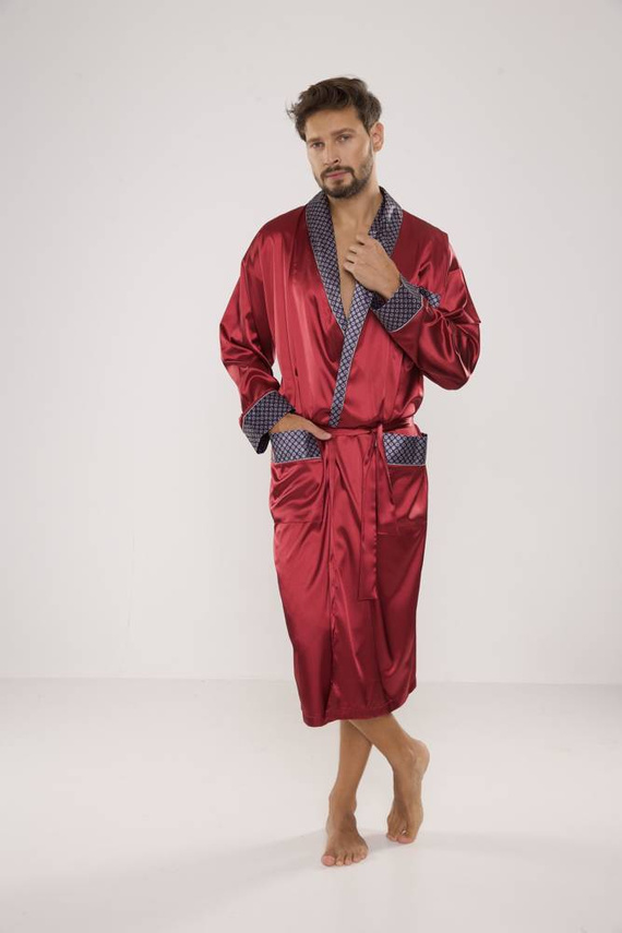 940 Halat de baie din satin pentru bărbați Forex - maro