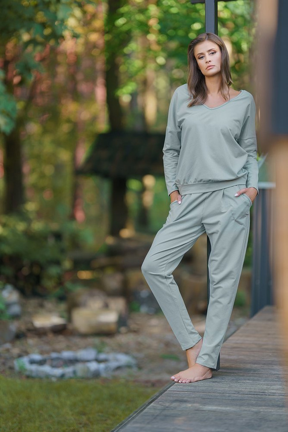 Karina Ladies set cu mânecă lungă, pantaloni Italian Fashion - albastru pudră 