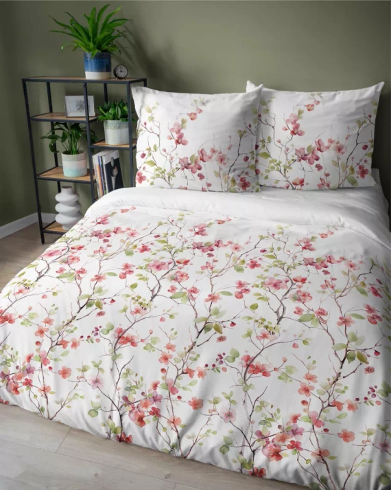 5490 A Detexpol Satin Stories lenjerie de pat satin alb | 100% bumbac, țesătură din satin, fermoar, ambalaj cadou