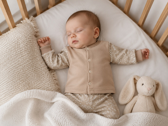 Mamatti KA16510 Kaftan pentru bebeluși din bumbac, mânecă lungă, cu capse, bej