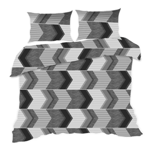 Lenjerie de pat din bumbac 1838N Classic E24 Karo gri cu geometrie – set 100% bumbac, durabil, colorat, format din 2 piese