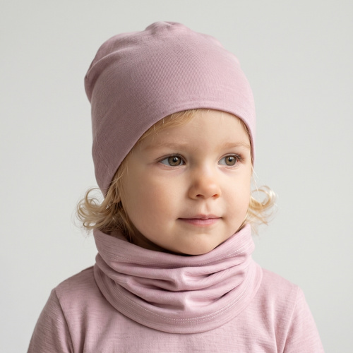 229105 Nicol Fular pentru copii 100% Merino roz pudrat