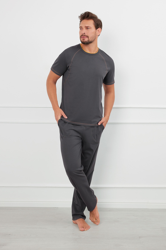 Salomon Pijama cu mânecă scurtă pentru bărbați, pantaloni lungi Italian Fashion - grafit / miere