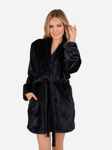 Olivia Halat de baie scurt pentru femei ByShelly - negru