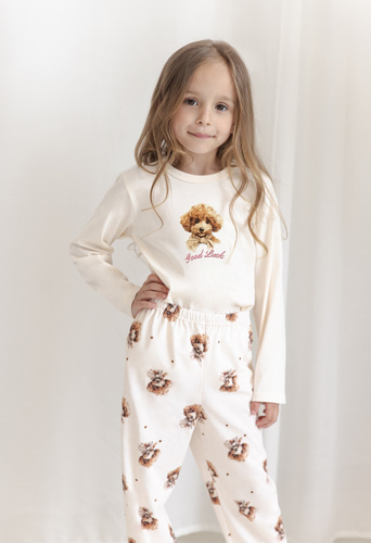 Pijamale fete Taro 3648 Lumi culoare morelă, 100% bumbac, mânecă lungă