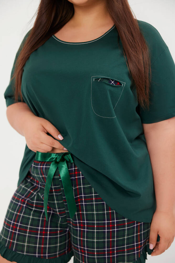 Foggia Pijama cu mânecă scurtă pentru femei, pantaloni scurți Italian Fashion - verde/print 