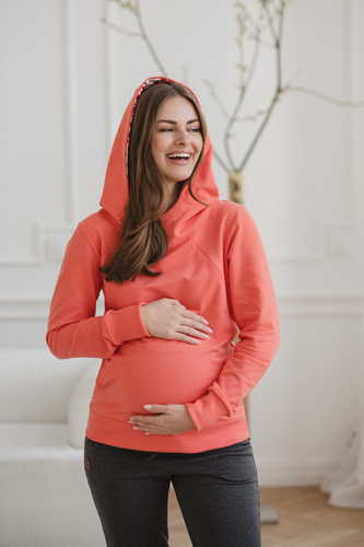 Hanorac de alăptare Milk Please Milk&Love cu glugă de corai