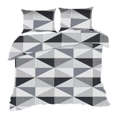 Lenjerie de pat 1915N Classic E24 Karo gri geometric din bumbac – set 100% bumbac, durabil, colorat, format din 2 piese