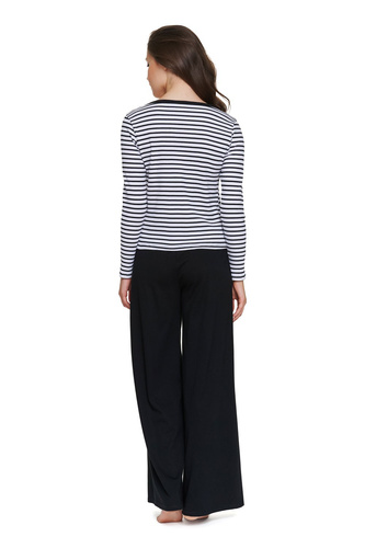 Pijamale damă Doctor Nap 7538 bumbac, lungă, dungi alb-negru