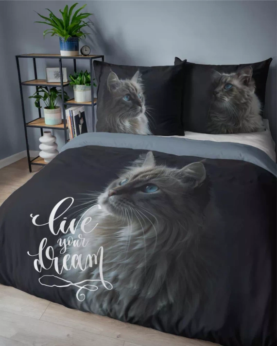 5296 O pisică de pat Holland Cotton Live your Dream Detexpol negru