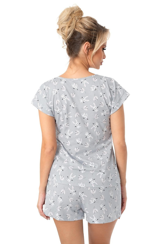 Pijamale damă Bunny Short Donna gri - bumbac, mânecă scurtă, set confortabil
