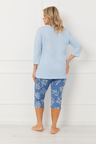 Pijama damă ERULA Italian Fashion bumbac jersey mânecă 3/4 plus size