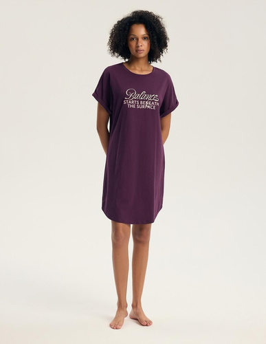 Cămașă de noapte Henderson 45404 Galla violetă 100% bumbac mânecă scurtă