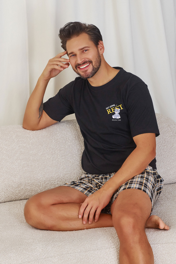 7231 Pijamale pentru bărbați Doctor Nap - neagră