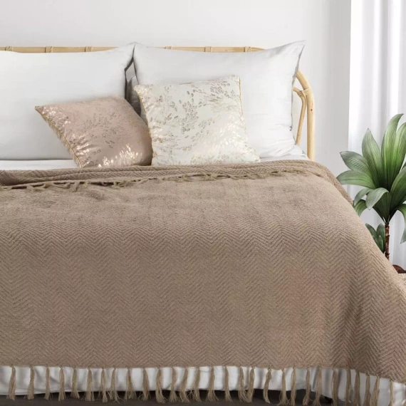 Milo Patura cuvertura de pat cu franjuri Eurodraperii bej