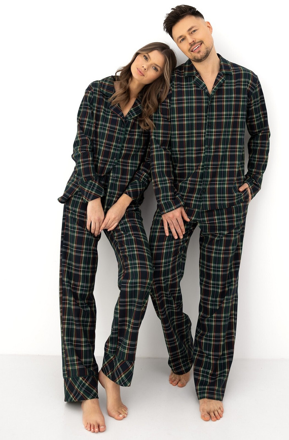 Sensis Skyler pijama damă 100% bumbac flanel, lungă, în carouri