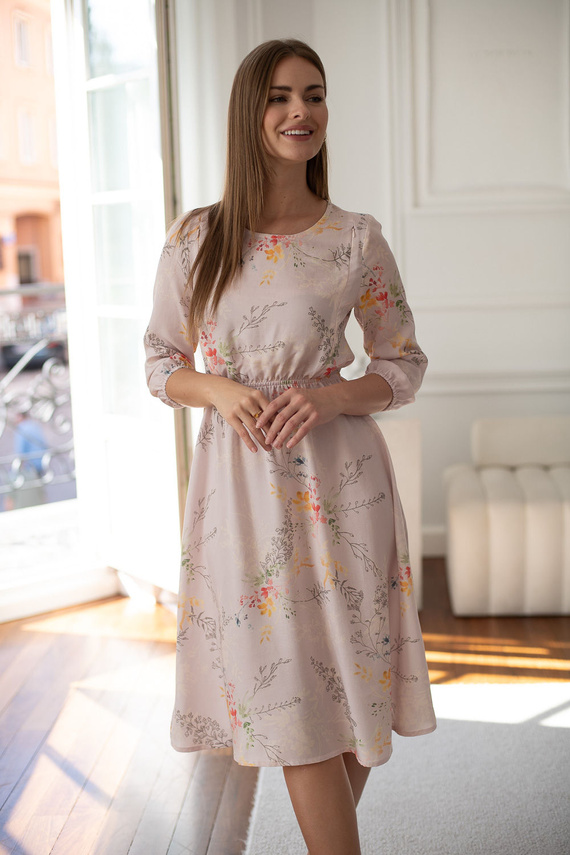Rochie de sarcină Milk&Love pentru alăptare Lovely Dress Midi mânecă 3/4 ramuri colorate