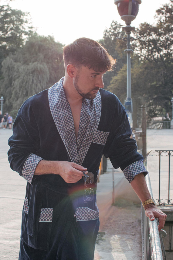 772 Bonjour halat de baie forex pentru bărbați - albastru marin