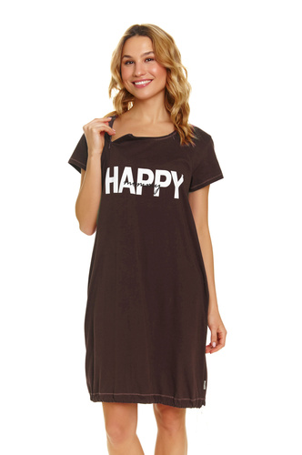 9504 Doctor Nap - Cămașă de noapte pentru maternitate și alăptare din bumbac - confort și comoditate pentru viitoarea mamă - maro