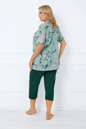 Alwea Pijama pentru femei cu mânecă scurtă, pantaloni 3/4 Italian Fashion - verde