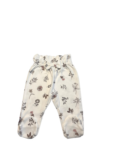 Mamatti PG15215 costume de dormit pentru bebeluși cu talie înaltă – alb cu frunze, bumbac