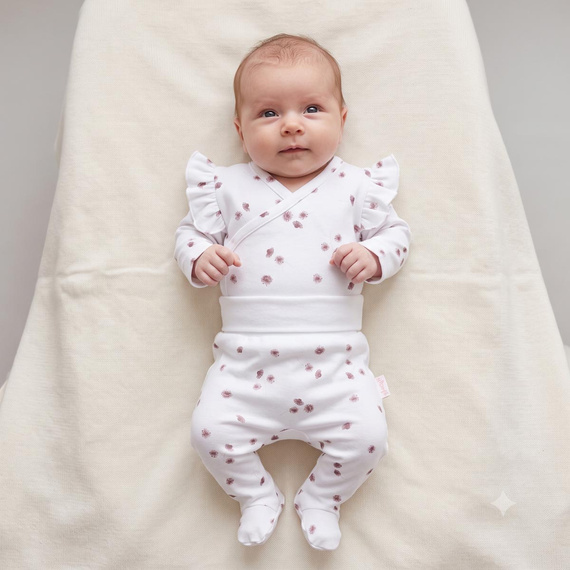 Nicol Hania 226009 Pantaloni scurți pentru bebeluși 100% bumbac, flori, crem