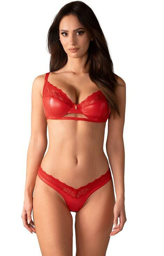 Aliosa Bra&Thong Komplet Biustonosz i stringi Obsessive - czerwony