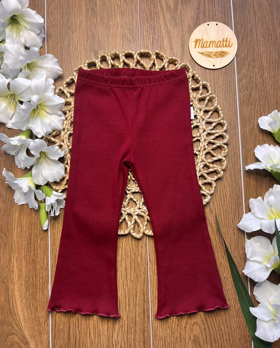 Mamatti LJ820 colanți fete bordo, evazați, cu dungi, din bumbac