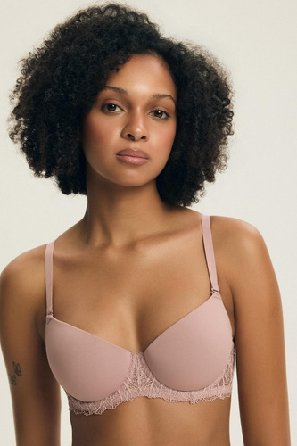 Sutien push-up din microfibră netedă cu dantelă și pernuțe detașabile