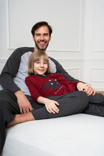 Morten Pijama pentru băieți Italian Fashion burgundy/c.melange