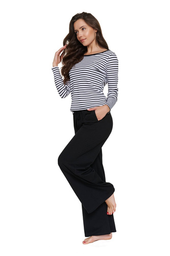 Pijamale damă Doctor Nap 7538 bumbac, lungă, dungi alb-negru