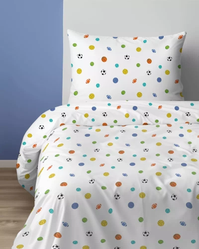 5442 A Sportowy Sen Lenjerie de pat bumbac pentru copii Detexpol alb