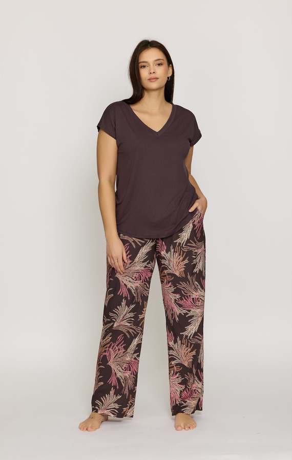 Bluză pijama albastră Mefemi Mila PG71 vâscoză confort brown