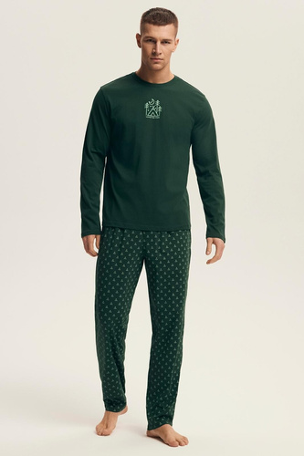 Pijamale Henderson Core 43478 Lush pentru bărbați verde – bumbac, mâneci lungi, ambalaj elegant