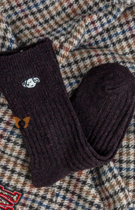 Șosete de damă YN5035 Warm Magnetis, maro - cu nervuri și aplicații