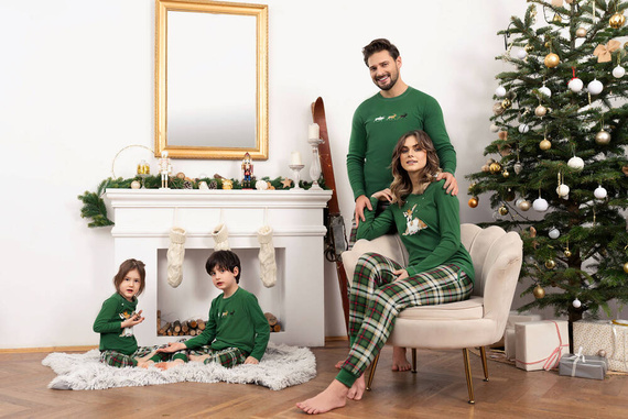 Pijama de damă Zonda cu mânecă lungă și pantaloni lungi Italian Fashion - verde/print