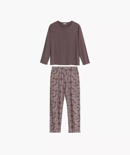 Atlantic NLP-522 Pijamale damă lungi 100% bumbac Pantaloni cu modele maro