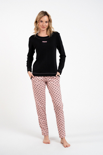 Bonilla Pijama pentru femei cu mânecă lungă, pantaloni lungi Italian Fashion negru/print