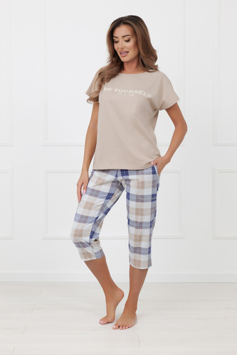 Pijama damă Rima Italian Fashion 100% bumbac mânecă scurtă 3/4