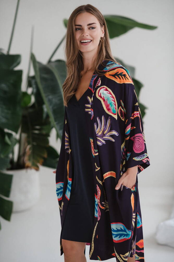 Tropical szlafrok bambusowy Milk&Love navy 