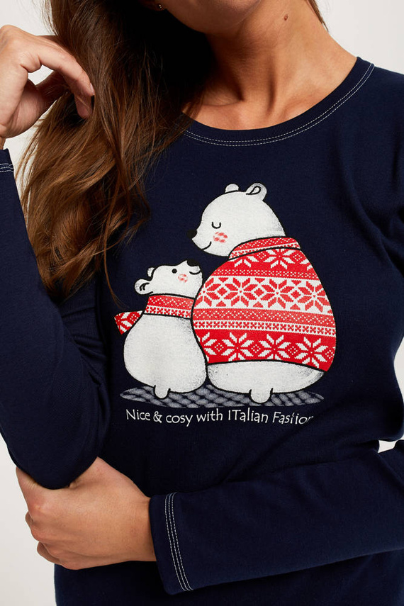 Arktyka Pijama de damă cu mânecă lungă, pantaloni lungi Italian Fashion - albastru navy/print