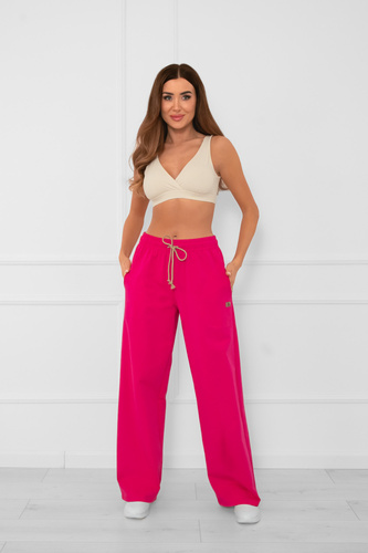 Pantaloni lungi pentru femei Caro fuchsia - pantaloni eleganți, eleganți într-o culoare la modă