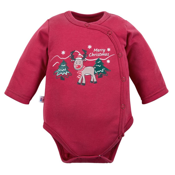 Bună reni! Body cu mâneci lungi Eevi - visiniu