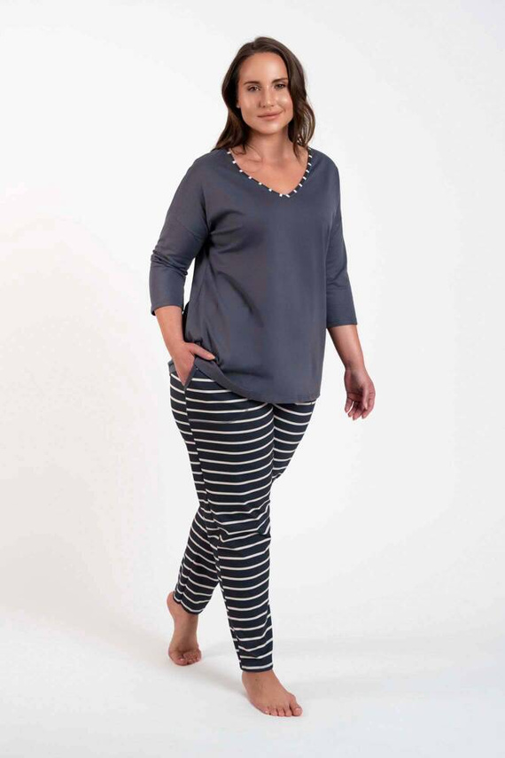 Betty Pijama de damă cu mânecă 3/4, pantaloni lungi Italian Fashion - imprimeu grafit/grafit