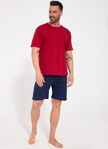 Cornette Wild Bear 2 326/347 Pijamale bărbați bordo 100% bumbac scurte